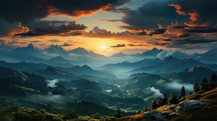 Fototapeta na wymiar Sunrise over the mountains