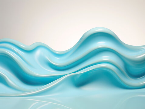 An abstract background with vivid blue waves resembling the ocean.
