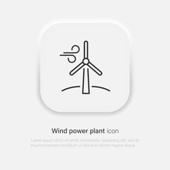 Wind power station electricity icon, great design for any purposes. Isolated vector illustration. Renewable energy. Vector EPS 10