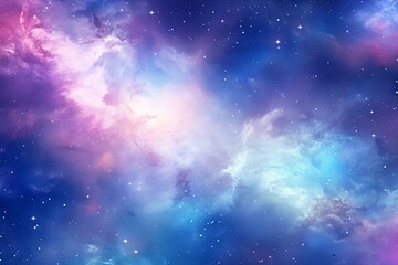 Background with vivid nebula, shining stars, infinite universe, starry night, colorful cosmos, stardust, and the milky way. Generative AI