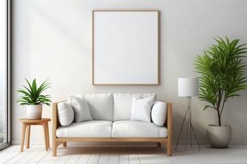 Modern Aesthetic Interior Design with Small Blank Poster Created with Generative AI
