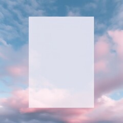 A beautiful white rectangular cloud floats peacefully in the sky, capturing a stunning outdoor screenshot of nature's majestic beauty - obrazy, fototapety, plakaty