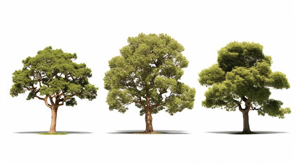 Obraz premium collection of large old green oak isolated on a white background.