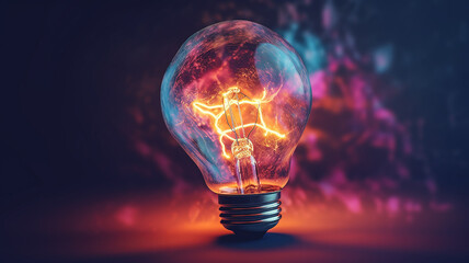 creative idea concept bright multicolor light bulb innovation.