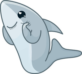 Cute grey cartoon shark in love. Vector illustration of a cute cartoon shark.
