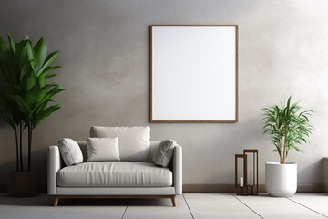 Modern Aesthetic Interior Design with Small Blank Poster Created with Generative AI