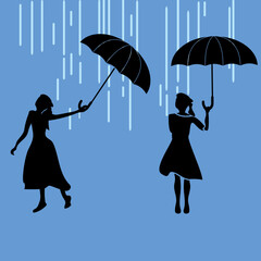 Silhouette of girl with umbrella