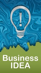 Business Idea Bulb Blue Texture Green Text Vertical