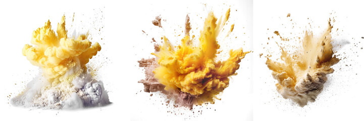 Pale Yellow Powder Explosion, Isolated On Transparent, PNG
