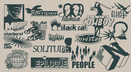 fake logo collection. retro nostalgia logo designs. - obrazy, fototapety, plakaty