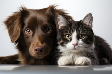 portrait of a cat and dog