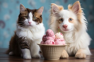 portrait of a cat and dog