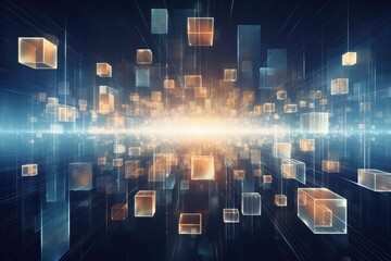 Abstract futuristic technology big data transfer or connecting. Generative AI