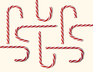 Christmas background with candy canes. Minimalistic background, banner, postcard.