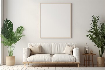 Modern Aesthetic Interior Design with Small Blank Poster Created with Generative AI