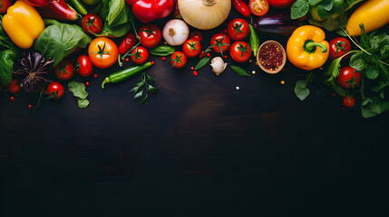 Frame of vegetables on a plain background - obrazy, fototapety, plakaty