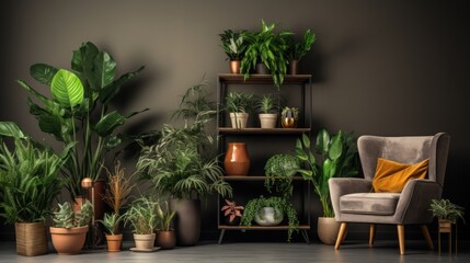 Fototapeta na wymiar Interior design ideas with flowers and plants
