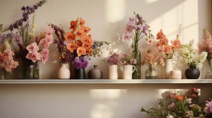 Obraz na płótnie Canvas Interior design ideas with flowers and plants