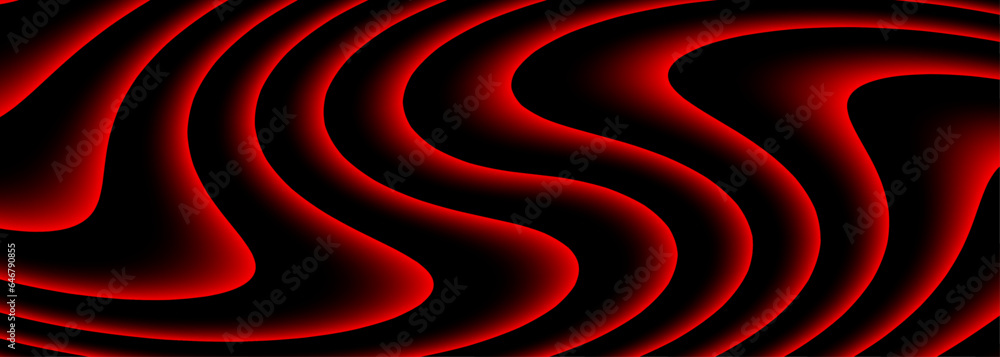 Aufkleber abstract background with 3d red black striped pattern, interesting wavy minimal dark background.