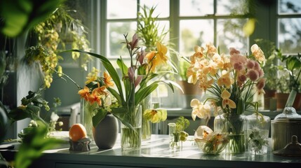 Interior design ideas with flowers and plants