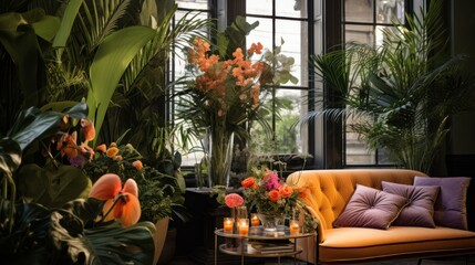 Interior design ideas with flowers and plants