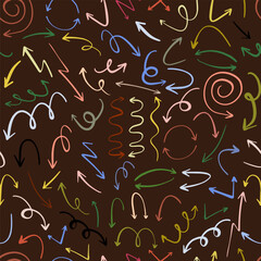 Arrows pattern. Different arrows design. Symbols that show directions. Vector background