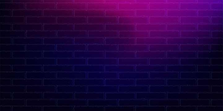 brick wall with blue and purple light effect.