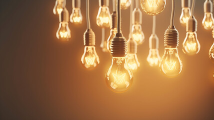 a group of light bulbs in the studio background.