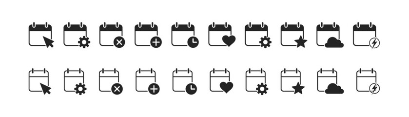 Callendar icon. Calendar planner icon collection. Reminder organizer event signs. Calendar notification icon. Business plan schedule. Stock vector