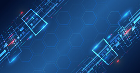 Abstract futuristic design. Sci-fi, dynamic lines vector illustration. Hi-tech digital technology concept. Illustration of high computer technology on blue background.