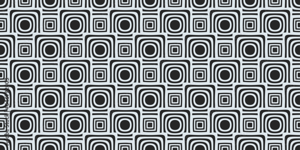 Aufkleber Optical black and white pattern of striped squares. Vector seamless pattern of single square pillows. Seamless mesh of striped squares.