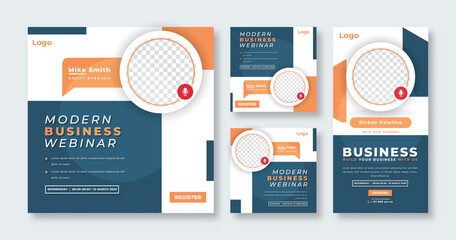 Webinar Digital Business Conference Social Media Post for Online Marketing Promotion Banner and Web Internet Ads Flyer