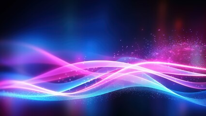 Abstract Futuristic Background With Blue Purple Glowing Neon Layers And Lights. Generative AI.