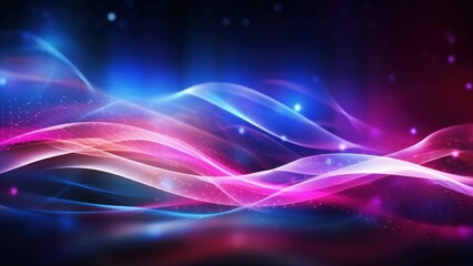 Abstract Futuristic Background With Blue Purple Glowing Neon Layers And Lights. Generative AI.