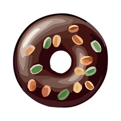Sweet donut with chocolate and sprinkles icon