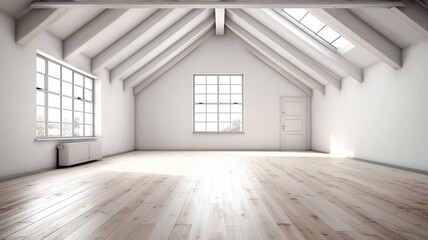 Fototapeta premium white loft-style room. . empty space new empty attic apartment.
