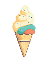 Sweet ice cream cone with topping icon