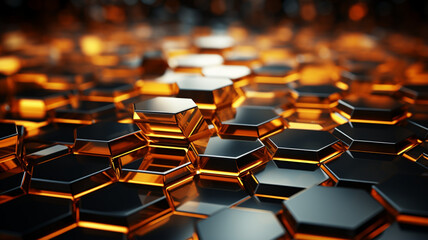 Fototapeta premium 3D Rendering, Abstract Colorful Golden Hexagon Backgrounds, Wallpaper for Background