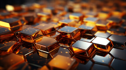 Fototapeta premium 3D Rendering, Abstract Colorful Golden Hexagon Backgrounds, Wallpaper for Background