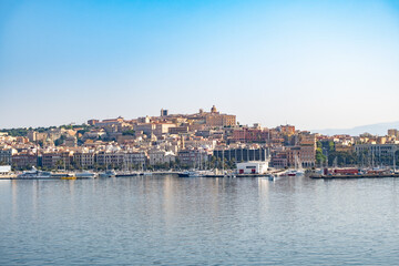 Fototapeta na wymiar View of the port of Cagliari on the island of Sardinia in Italy