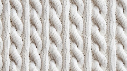Fototapeta na wymiar Seamless white Knitwear Fabric Texture with Pigtails. Repeating Machine Knitting Texture of Sweater. Knitted Background.