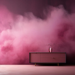 A Modern Cabinet With a Pink Cloud Background Mock-Up