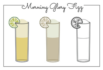Alcohol drinks line art illustration. Vector illustration Morning Glory Fizz
