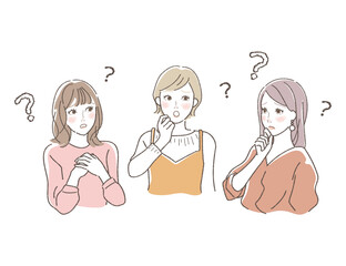 心配そうに会話をする女性達のイラスト　困る
