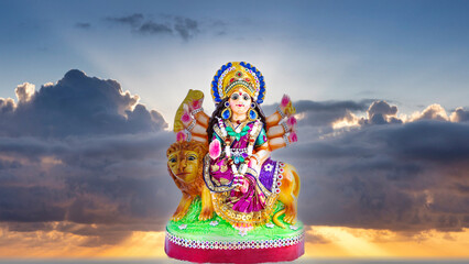 Statue or idol of Hindu God and Goddess Isolate on dramatic background. - obrazy, fototapety, plakaty