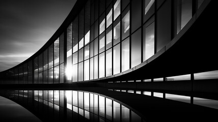 Fototapeta premium modern curve building in the dark