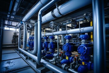 A desalination plant's equipment for reverse osmosis. Generative AI