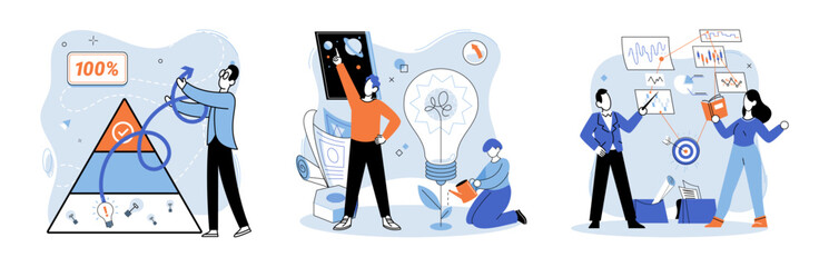 Successful project launch. Vector illustration. A successful business, symbol of unwavering commitment and perseverance Project launch startup, inauguration of journey full of opportunities