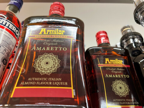 Armilar Amaretto Authentic Italian Almond Flavor Liqueur Bottles on the Shelf