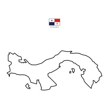 Panama contour vector map with flag in color. Background map eps 10